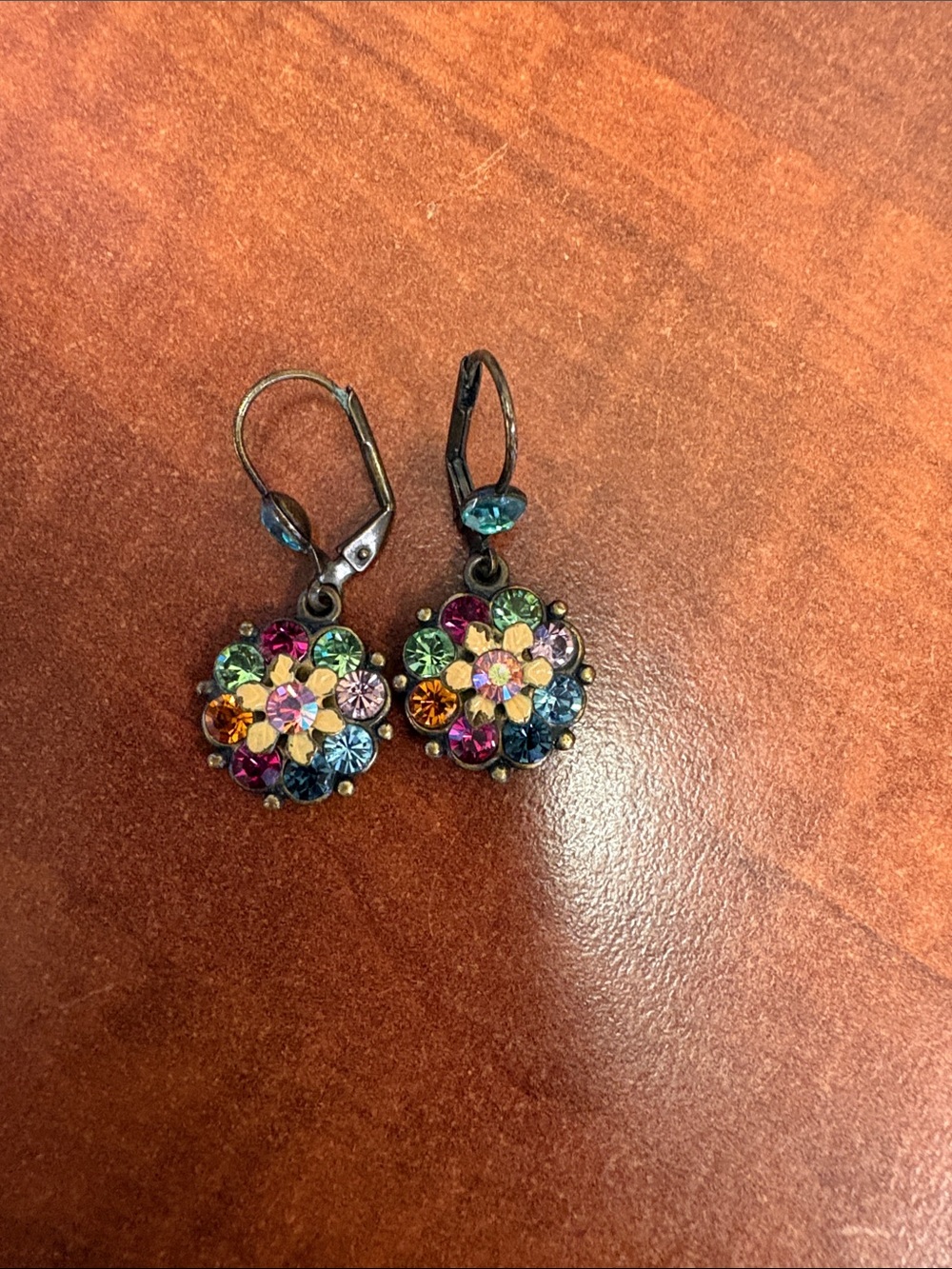 Michal Negrin Crystal Flower Drop Earrings